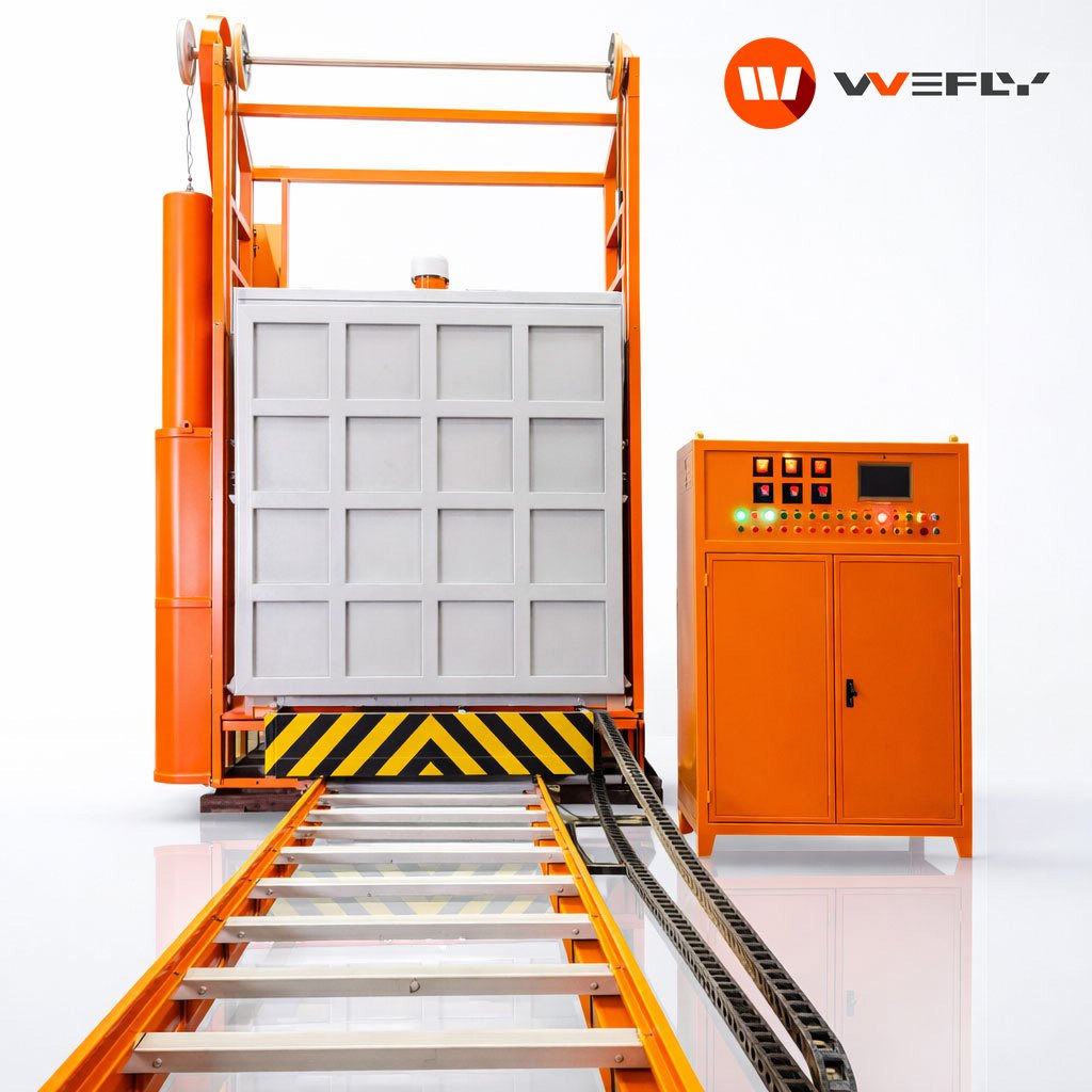 Annealing Furnace Specifications Standardized technical parameters for industrial heat treatment applications. Product Type Trolley Type Annealing Furnace (Heat Treatment Furnace) Furnace Model Annealing Furnace Max Temperature 1150°C Working Temperature 0–1150°C Voltage 380V Power 130 kW Capacity 10T Workpiece Material Manganese Steel Heating Element Resistance Wire (Cr21-Al6-Nb heating belt / wire) Heating Method 3-direction heating (Left / Right / Bottom) Cooling Type Water Cooling Control System 2-zone temperature control, 7-inch touch screen, program & record; USB data export Core Components Motor Furnace Door Electric lifting Trolley Structure Channel steel base + load wheels + traction motor Dimensions (L×W×H) 1800 × 1400 × 1400 mm Weight 10 tons Origin Henan, China Certifications CE, ISO Warranty 1 year Mechanical Test Report Provided Video Outgoing Inspection Provided Key Selling Points Easy operation, remote control, energy-saving, high safety level Parameters can be customized based on your workshop layout, load, and process curve. For heavy-duty continuous operation, spare parts support is available (heating belt/wire, control cabinet, refractory fittings). Industrial Trolley Type Annealing Furnace The Wolfu trolley-type annealing furnace is engineered for precision heat treatment of heavy-duty metal components. Designed for continuous industrial operation, this system delivers stable heating performance, programmable temperature control, and optimized energy efficiency for metallurgical production lines. Structural Design & Construction 4.0 mm reinforced steel furnace shell CO₂ shielded welding for enhanced durability Industrial anti-corrosion surface coating Channel steel trolley base with traction motor Electric lifting furnace door system Advanced Heating System Chromium 21 Aluminum 6 Niobium resistance heating elements Three-direction heating (left / right / bottom) Ceramic fiber insulation lining Energy-efficient bottom heating structure Long service life heating belt configuration Intelligent Temperature Control 2-zone independent temperature control 7-inch industrial touch screen interface Programmable 30-segment temperature curves Real-time temperature recording USB data export support Remote monitoring option Main Applications Metal annealing and stress relief Manganese steel heat treatment Aluminum and copper homogenization Battery recycling thermal processes Industrial component conditioning Safety & Reliability Over-temperature protection system Water cooling protection design Industrial-grade electrical cabinet Full-load testing before delivery CE & ISO certified manufacturing Need a Custom Heat Treatment Solution? Contact Wolfu for technical consultation, layout design, and complete industrial furnace systems.