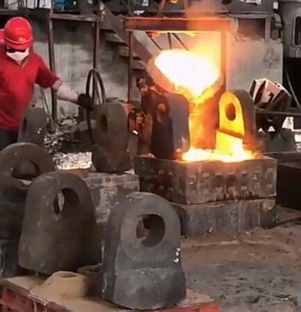 Molten Metal Pouring from Forging Furnace | Industrial Melting Process