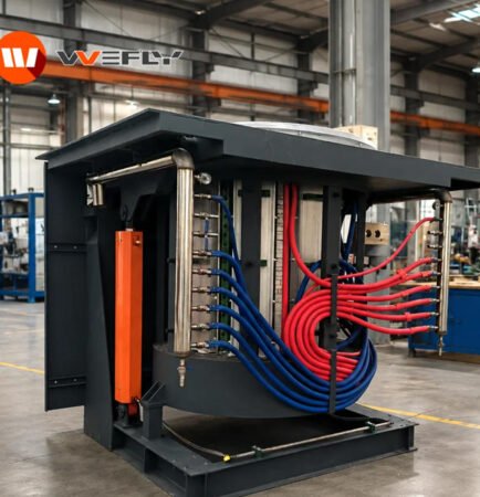WOLFU Industrial Silicon Melting Induction Furnace — molten silicon pouring during solar panel silicon recovery process