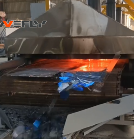 WOLFU PV pyrolysis furnace in production at an Indian customer's solar panel recycling plant