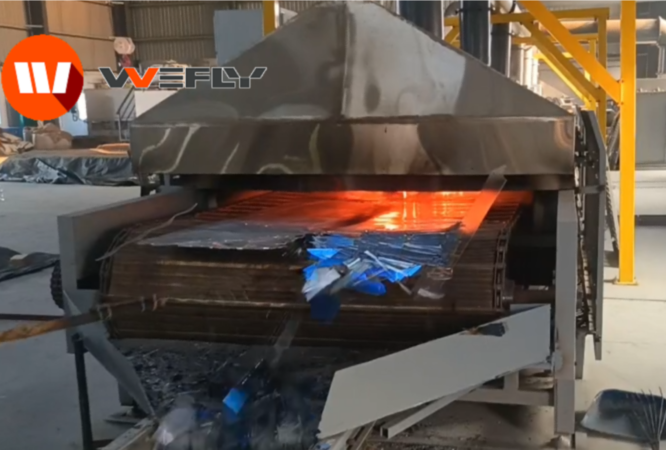WOLFU PV pyrolysis furnace in production at an Indian customer's solar panel recycling plant