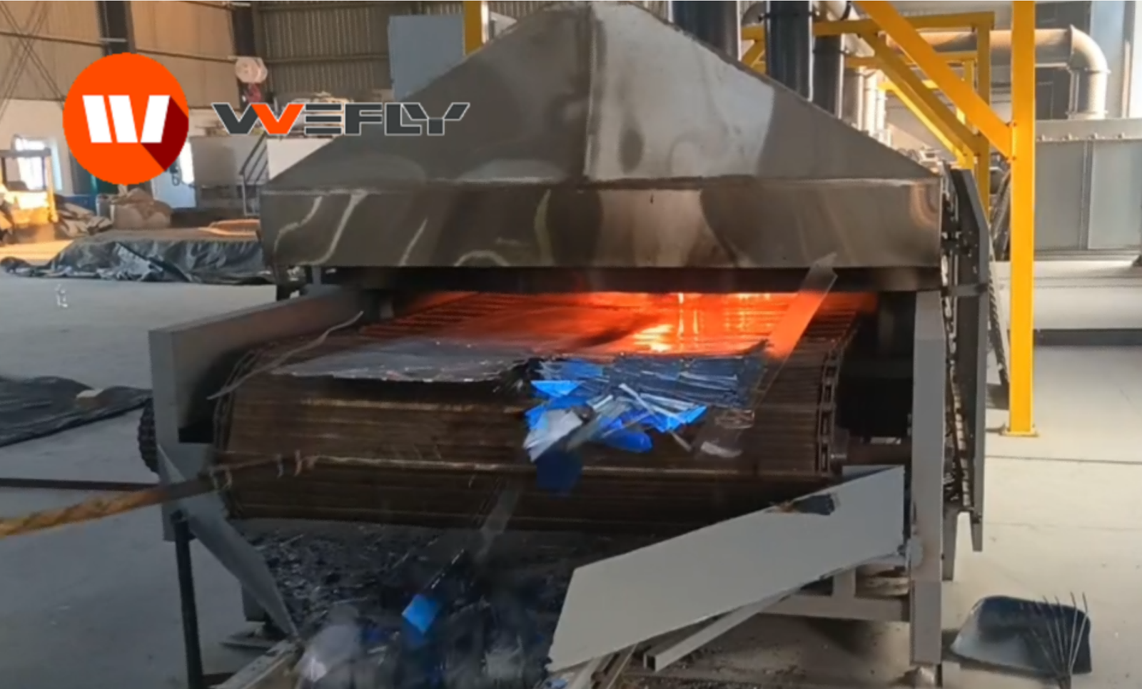 WOLFU WDL-T PV pyrolysis furnace running at full production load at an Indian customer's solar panel recycling plant
